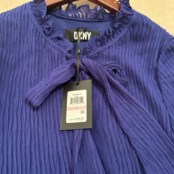 DKNY Blue Long Sleeve Tie Dress Size 6 - Picture 5 of 7
